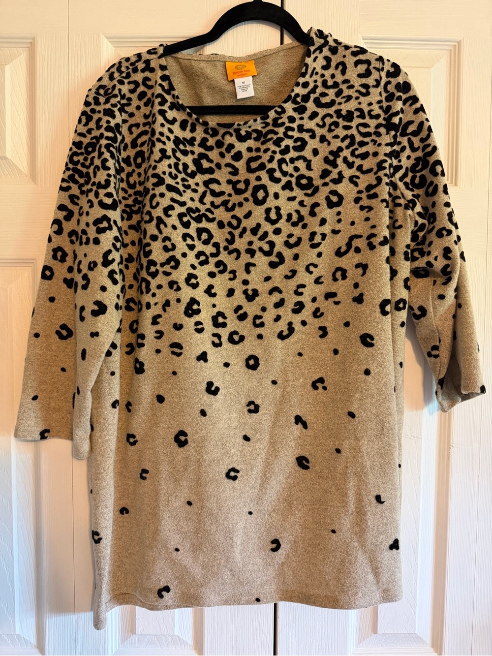 Ruby Rd. Taupe and Black Leopard Print Tunic